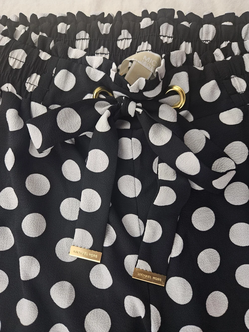 MICHAEL Michael Kors Polka Dot Wide Leg Paperbag Crop Pants - Size S